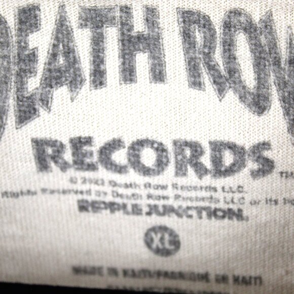 Death Row Records Men's Beige Spell-Out Logo T-Shirt Size XL - Picture 3 of 4